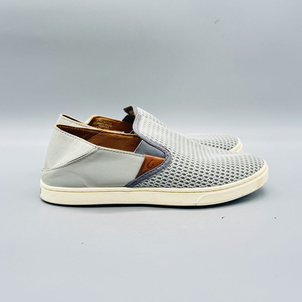 OluKai Shoes Womens 7 Gray Mesh Pehuea Slip On Casual Walking Sneakers Comfort